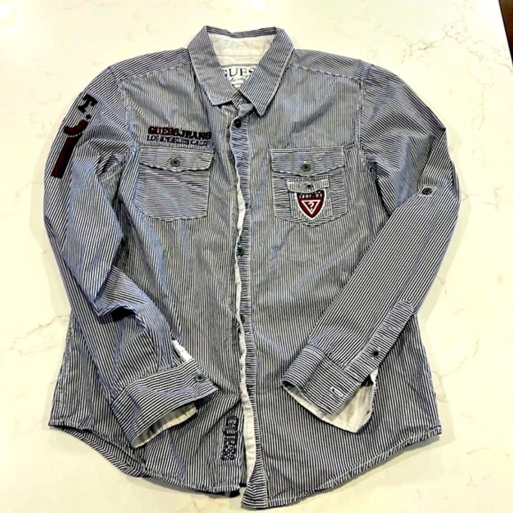 GUESS Button dress shirt Youth M 12/14 EUC